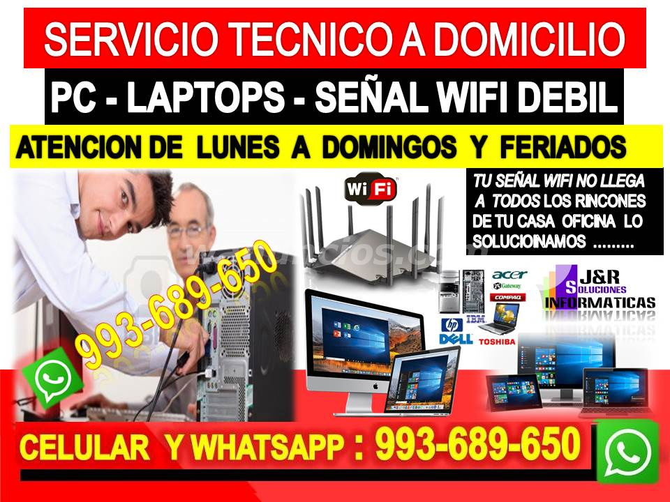 TECNIO DE INTERNET WIFI REPETIDORES PC LAPTOP FIBRA OPTICA